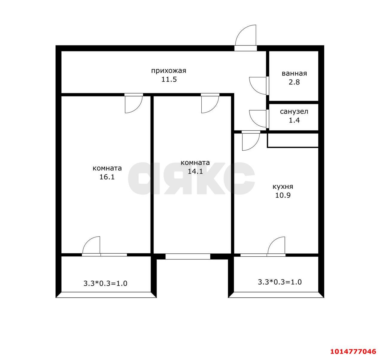 Фото №11: 2-комнатная квартира 58 м² - Краснодар, Военный городок № 1, ул. имени Калинина, 350/4