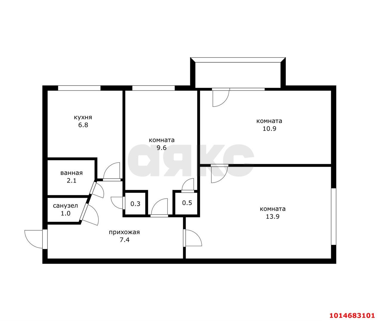 Фото №6: 3-комнатная квартира 52 м² - Краснодар, Краевая Клиническая Больница, ул. имени 40-летия Победы, 65