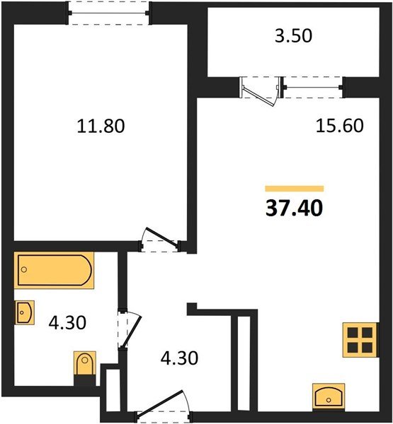 Фото №1: 1-комнатная квартира 37 м² - Краснодар, ЖК Все Свои Вип, ул. Колхозная, 5/2