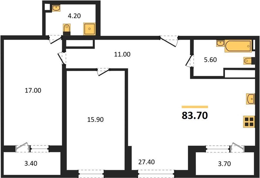 Фото №1: 2-комнатная квартира 83 м² - Краснодар, ЖК Все Свои Вип, ул. Колхозная, 5/2