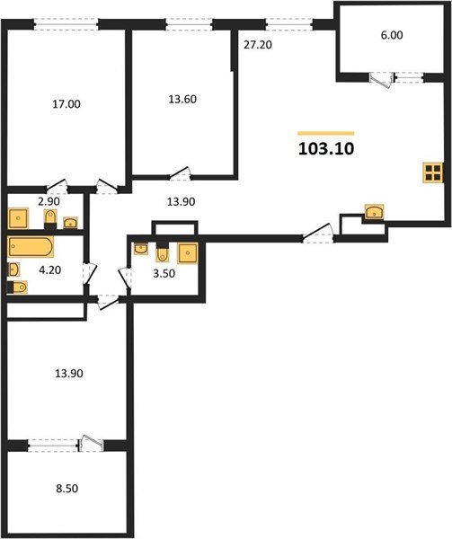 Фото №1: 3-комнатная квартира 103 м² - Краснодар, ЖК Все Свои Вип, ул. Колхозная, 5/2