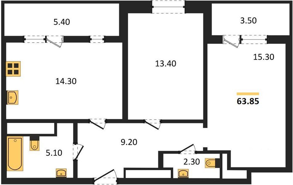 Фото №1: 2-комнатная квартира 63 м² - Краснодар, ЖК Все Свои Вип, ул. Колхозная, 5/2