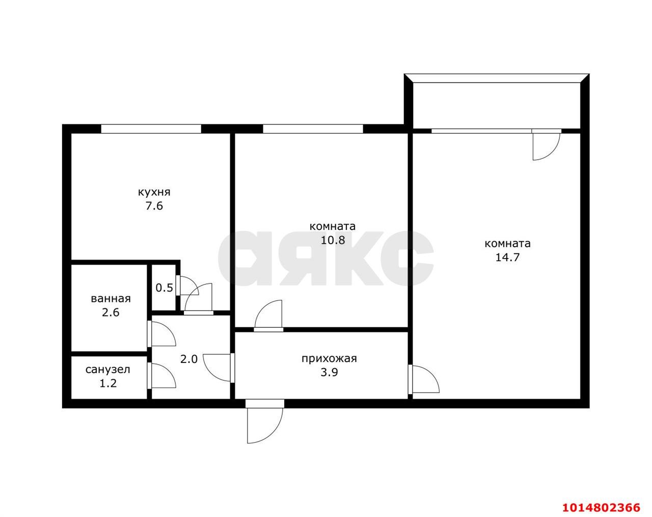Фото №13: 2-комнатная квартира 46 м² - Краснодар, Черёмушки, ул. Селезнёва, 120