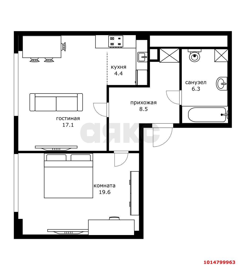 Фото №3: 2-комнатная квартира 55 м² - Краснодар, ЖК Девелопмент Плаза, ул. имени 40-летия Победы, 33Г