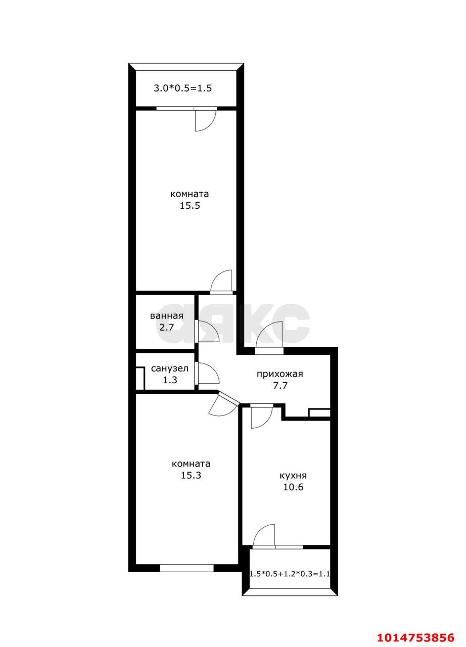 Фото №16: 2-комнатная квартира 58 м² - Краснодар, ЖК Акварели-2, ул. Тепличная, 62/1к4