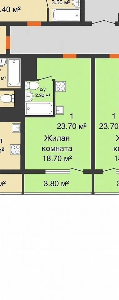 Фото №9: Студия 24 м² - Ростов-на-Дону, жилой комплекс Левенцовка Парк, ул. Ткачёва, 23