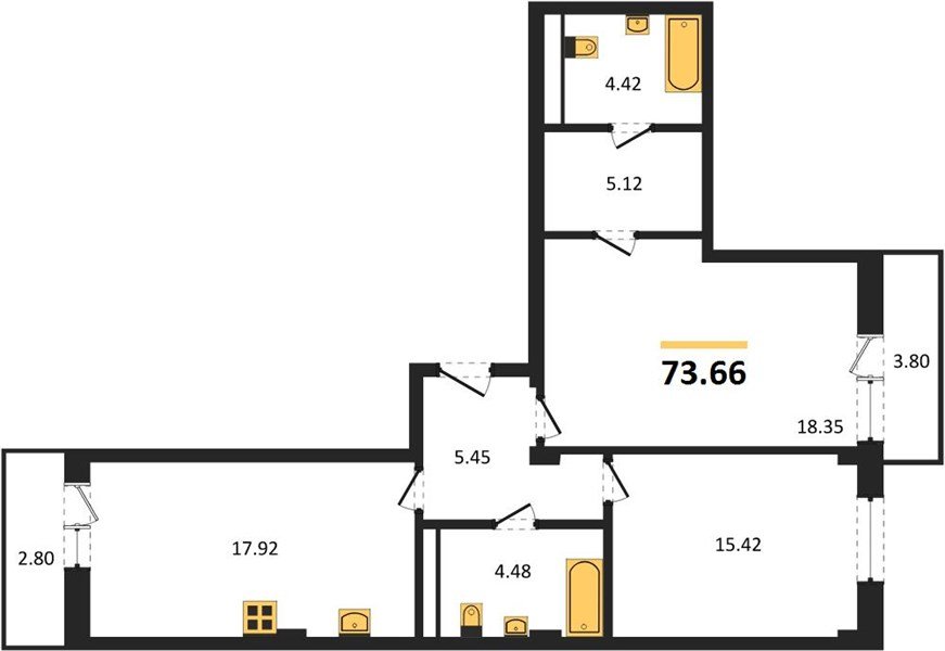 Фото №1: 2-комнатная квартира 75 м² - Краснодар, Фестивальный, ул. Круговая, 4/1к1