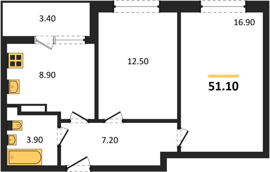 Фото №1: 2-комнатная квартира 51 м² - Краснодар, жилой комплекс Архитектор, ул. Доблести, 10
