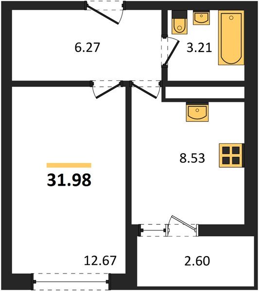 Фото №1: 1-комнатная квартира 31 м² - Новая Адыгея, жилой комплекс Ритм, 