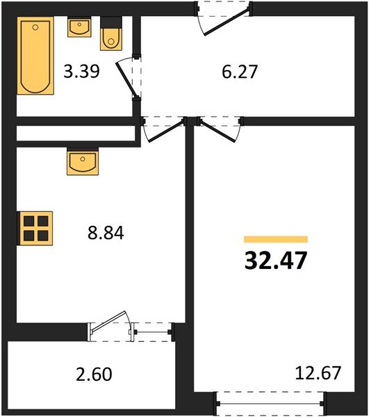 Фото №1: 1-комнатная квартира 32 м² - Новая Адыгея, жилой комплекс Ритм, 