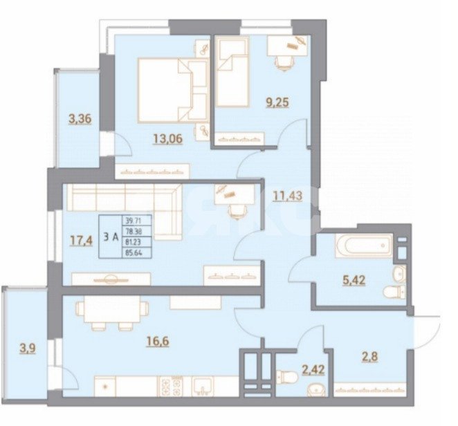 Фото №3: 3-комнатная квартира 86 м² - Ростов-на-Дону, жилой комплекс Новый Горизонт, ул. Тибетская, 1Вс3