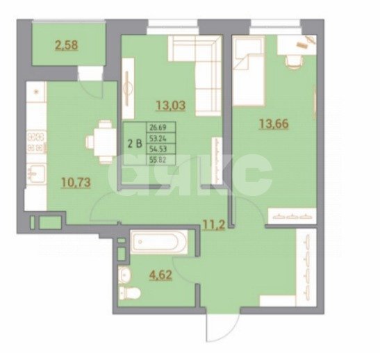 Фото №3: 2-комнатная квартира 56 м² - Ростов-на-Дону, жилой комплекс Новый Горизонт, ул. Тибетская, 1Вс1