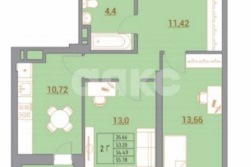Фото №3: 2-комнатная квартира 56 м² - Ростов-на-Дону, мкр. жилой комплекс Новый Горизонт, ул. Тибетская, 1Вс1
