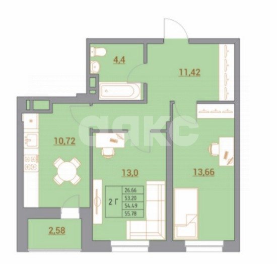Фото №3: 2-комнатная квартира 55 м² - Ростов-на-Дону, жилой комплекс Новый Горизонт, ул. Тибетская, 1Вс1