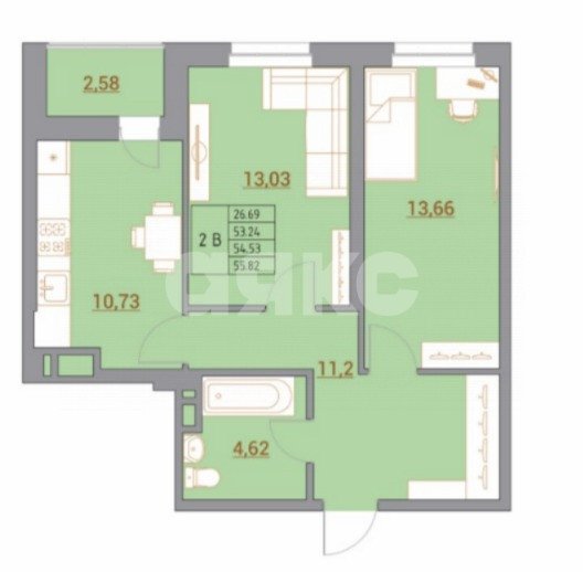 Фото №4: 2-комнатная квартира 56 м² - Ростов-на-Дону, жилой комплекс Новый Горизонт, ул. Тибетская, 1Вс1