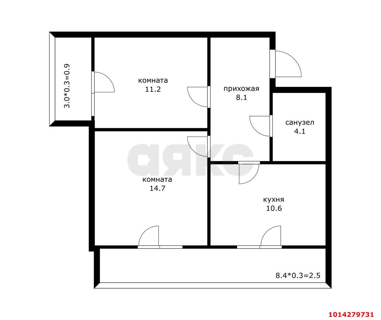 Фото №8: 2-комнатная квартира 48 м² - Новая Адыгея, жилой комплекс Мега, ул. Бжегокайская, 90/5к2