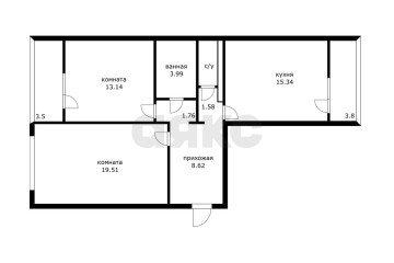 Фото №3: 2-комнатная квартира 65 м² - Краснодар, мкр. Молодёжный, ул. Душистая, 43