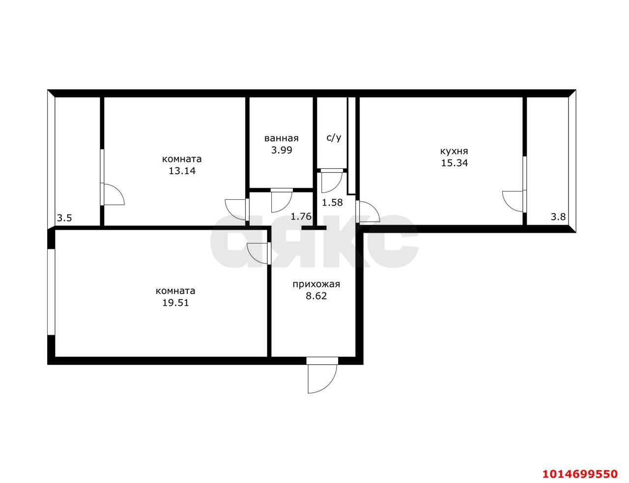 Фото №3: 2-комнатная квартира 65 м² - Краснодар, Молодёжный, ул. Душистая, 43