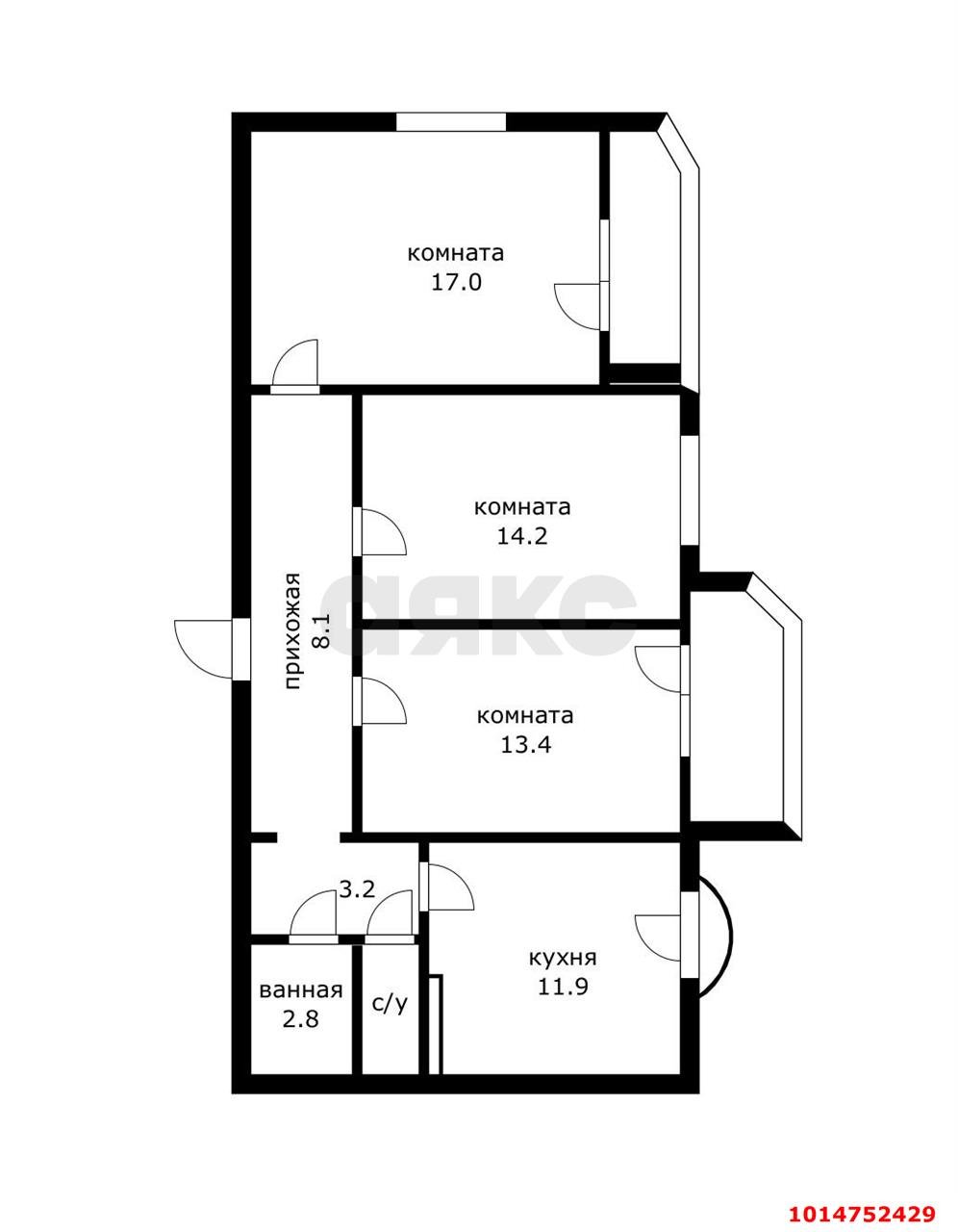 Фото №7: 3-комнатная квартира 73 м² - Краснодар, Молодёжный, ул. 2-я Целиноградская, 7