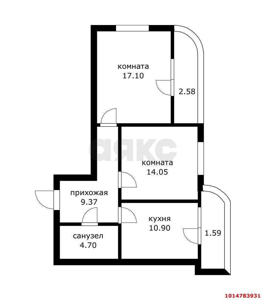 Фото №5: 2-комнатная квартира 62 м² - Краснодар, Западный внутригородской округ, Кожзавод, мкр. жилой комплекс Резиденция, ул. Кожевенная, 22