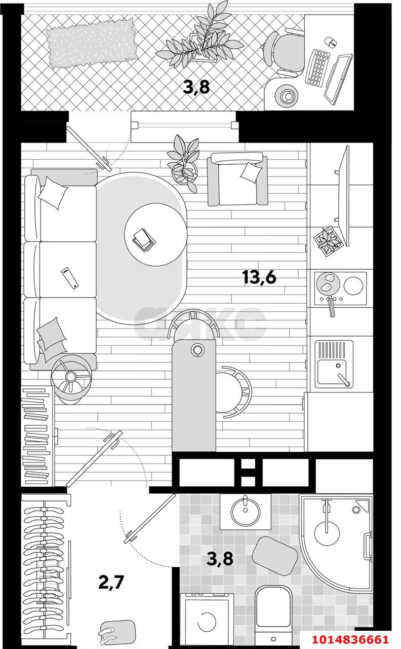 Фото №19: Студия 24 м² - Краснодар, жилой комплекс Самолёт-4, ул. Ивана Беличенко, 95