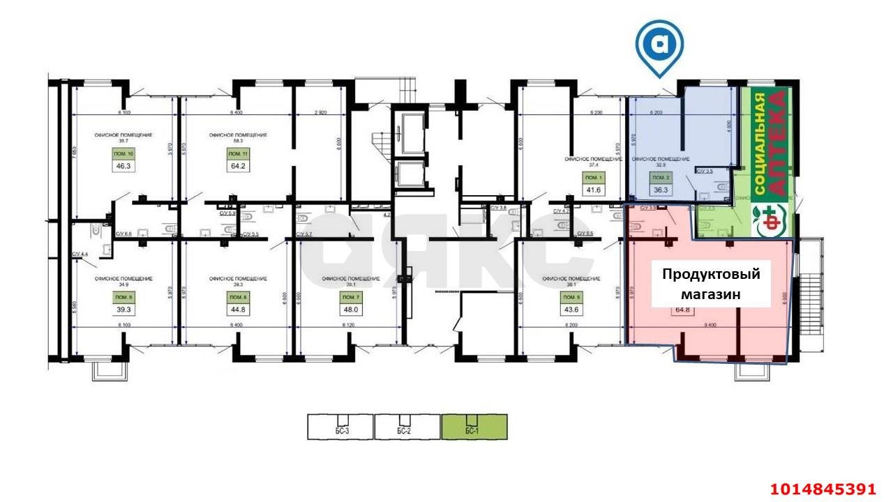 Фото №15: Коммерция 36 м² - Краснодар, Прикубанский внутригородской округ, мкр. жилой комплекс Дыхание, ул. Лётчика Позднякова, 2к24