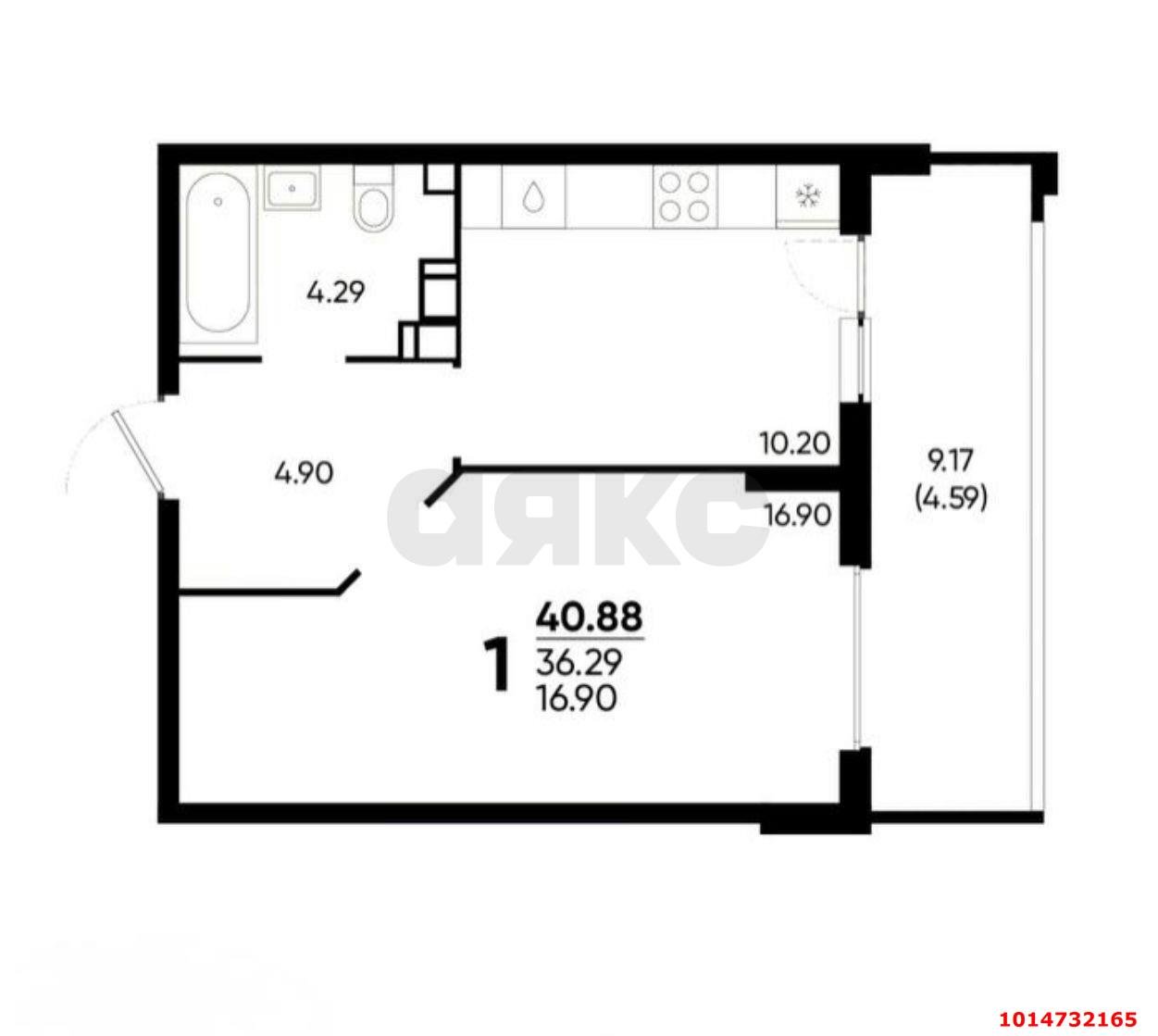 Фото №8: 1-комнатная квартира 45 м² - Краснодар, Достояние, ул. Григория Булгакова, 6