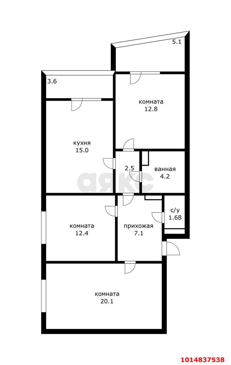 Фото №12: 3-комнатная квартира 82 м² - Краснодар, жилой комплекс Мой Город, ул. Западный Обход, 39