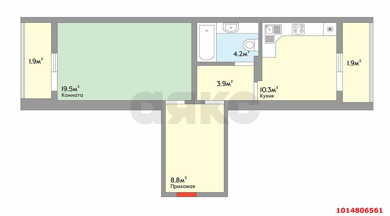 Фото №16: 1-комнатная квартира 53 м² - Краснодар, Восточно-Кругликовский, ул. Героев-Разведчиков, 28