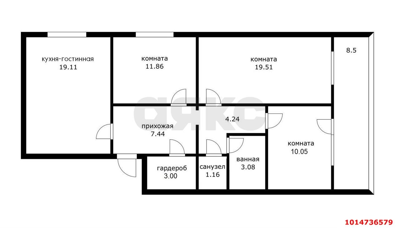 Фото №18: 3-комнатная квартира 79 м² - Краснодар, Гидростроителей, ул. Парусная, 20/3