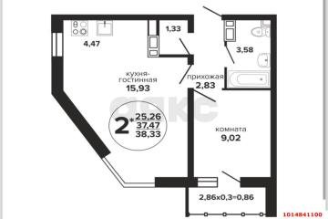 Фото №5: 2-комнатная квартира 42 м² - Краснодар, мкр. Музыкальный, ул. Российская, 257/7