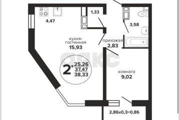 Фото №5: 2-комнатная квартира 42 м² - Краснодар, мкр. Музыкальный, ул. Российская, 257/7