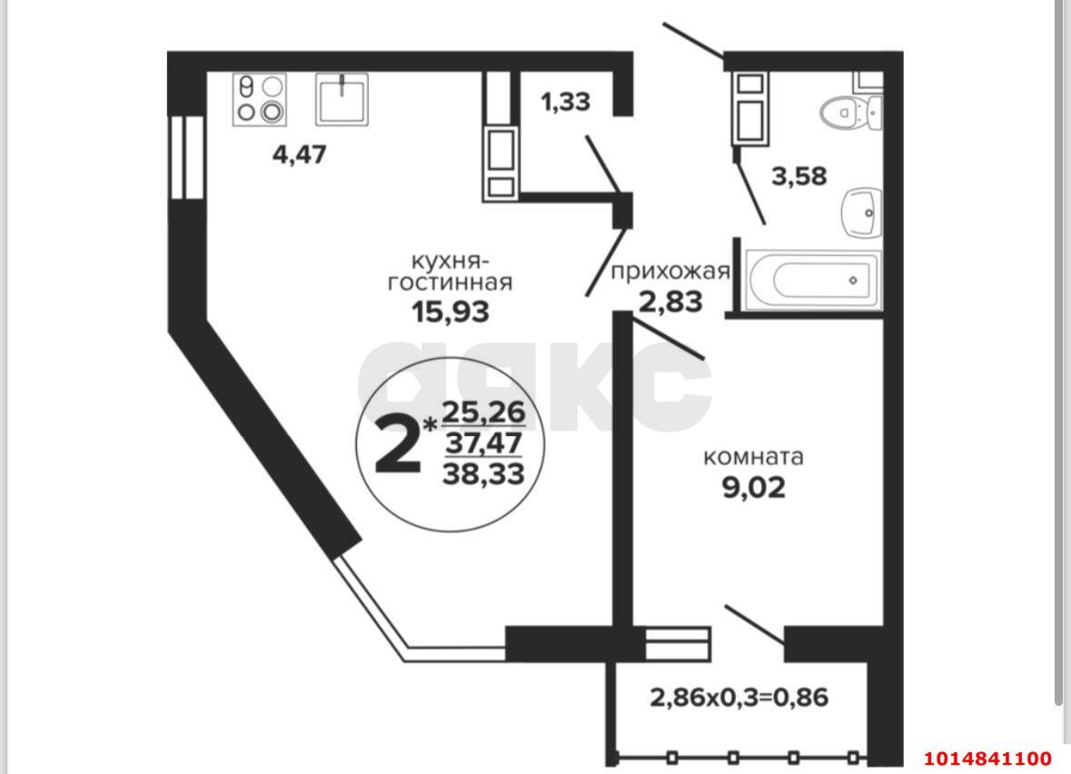 Фото №5: 2-комнатная квартира 42 м² - Краснодар, Музыкальный, ул. Российская, 257/7