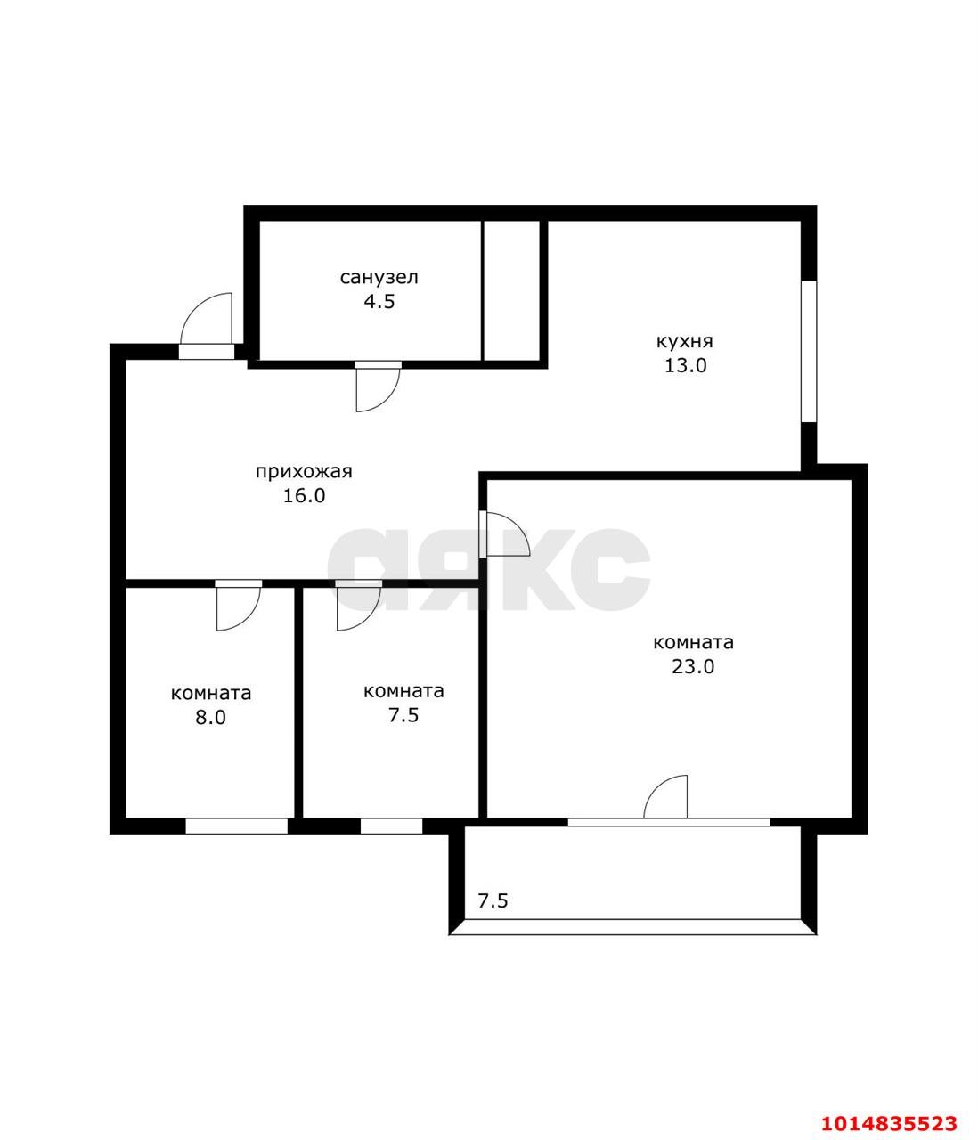 Фото №15: 2-комнатная квартира 79 м² - Краснодар, Камвольно-суконный Комбинат, ул. Онежская, 1