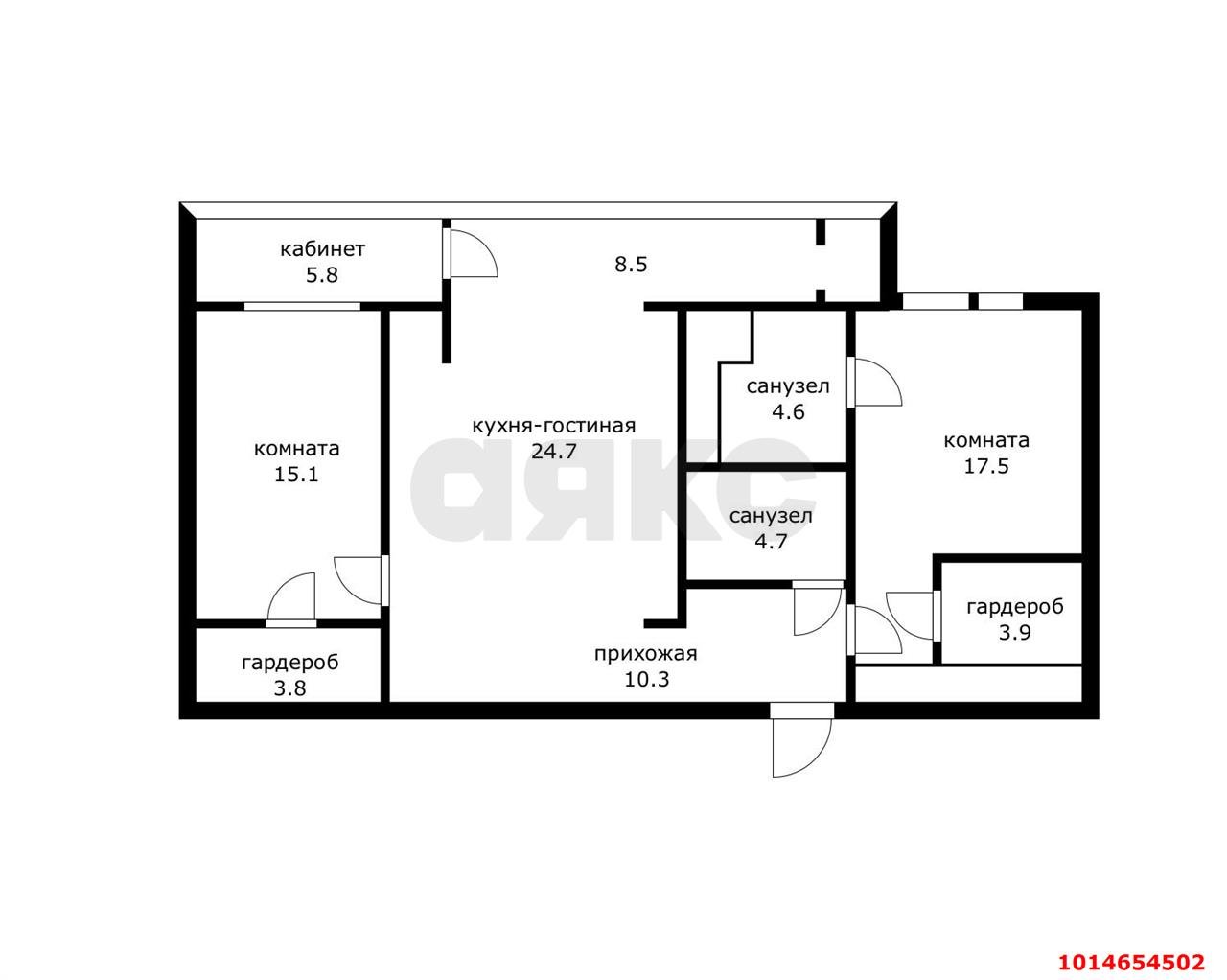 Фото №15: 2-комнатная квартира 82 м² - Краснодар, Центральный, ул. Будённого, 129