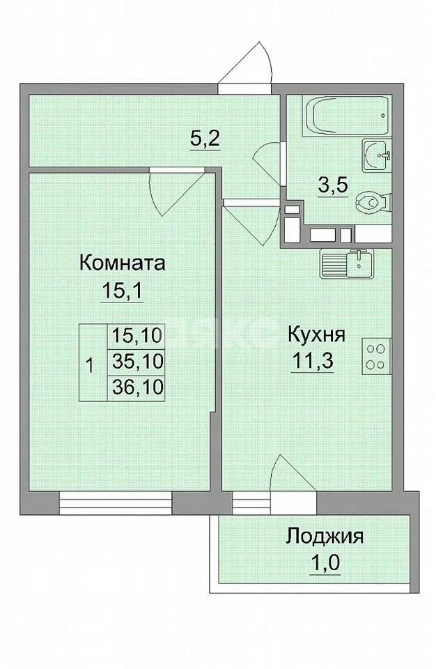 Фото №9: 1-комнатная квартира 36 м² - Ростов-на-Дону, жилой комплекс Скай Парк, ул. Нансена, 83с3