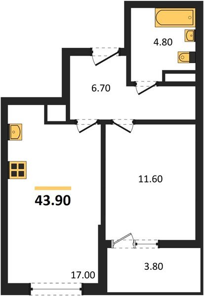 Фото №1: 1-комнатная квартира 43 м² - Краснодар, мкр. Прикубанский внутригородской округ
