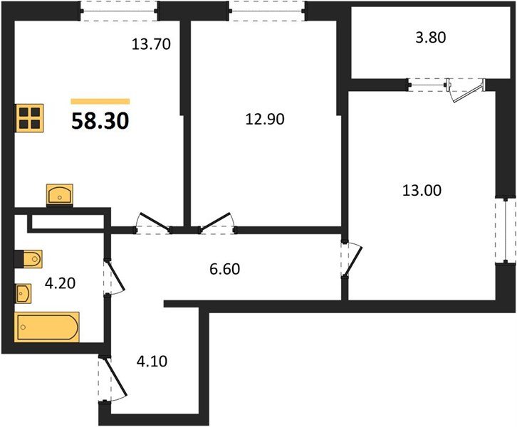 Фото №1: 2-комнатная квартира 58 м² - Краснодар, мкр. Прикубанский внутригородской округ