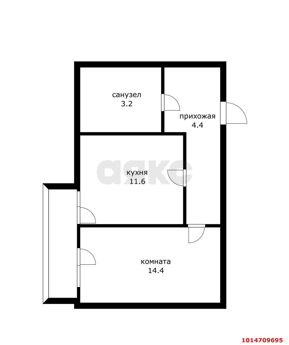 Фото №14: 1-комнатная квартира 44 м² - Краснодар, Парк Победы, ул. Героя Пешкова, 14к3