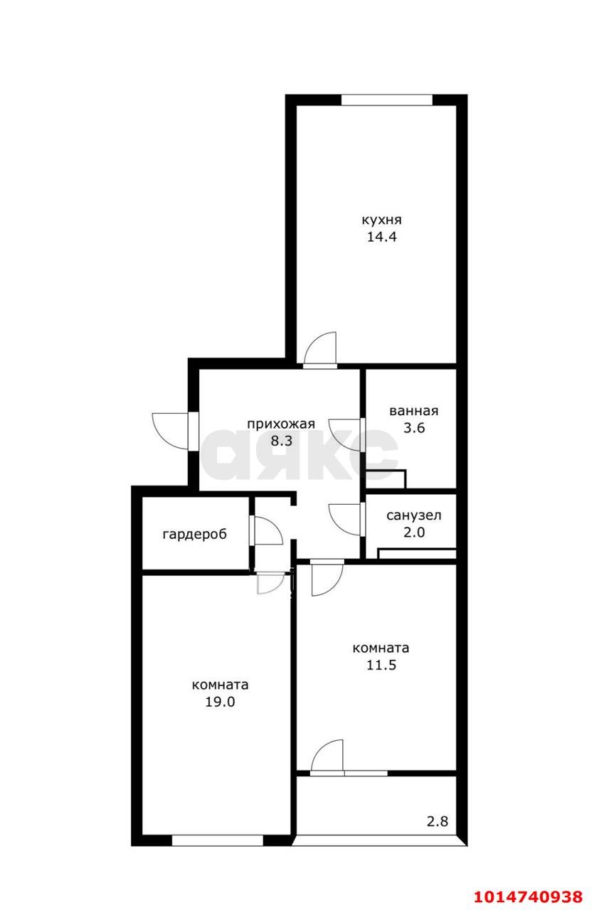Фото №18: 2-комнатная квартира 61 м² - Краснодар, ЖК Выше, ул. Евгении Жигуленко, 25к3