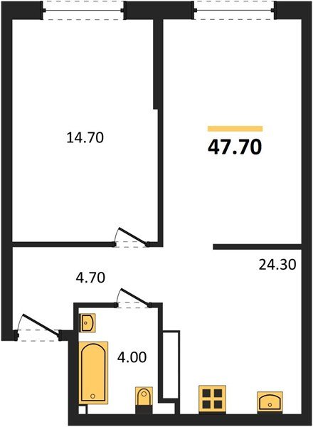 Фото №1: 1-комнатная квартира 47 м² - Краснодар, Прикубанский внутригородской округ, мкр. Догма Парк