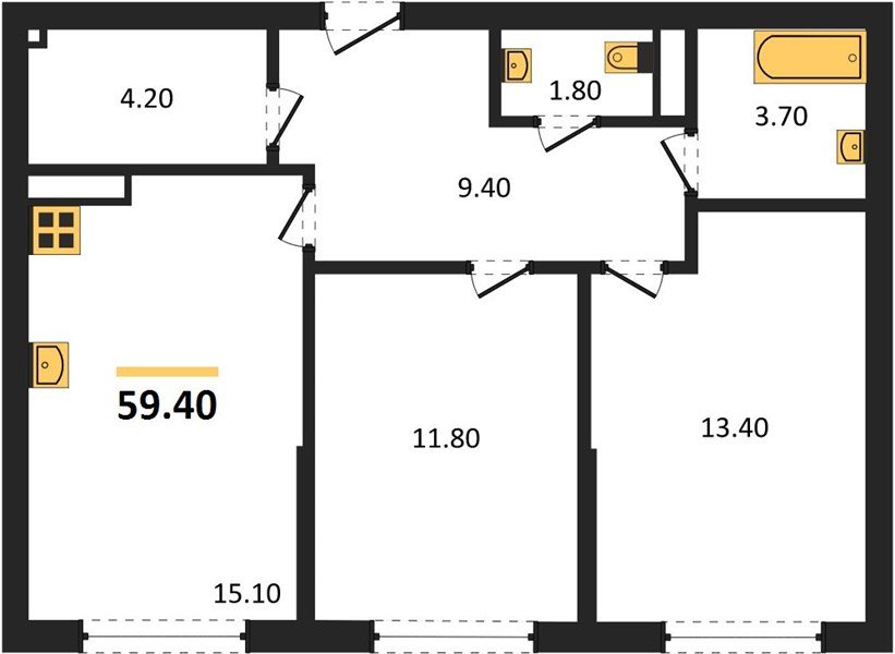 Фото №1: 2-комнатная квартира 59 м² - Краснодар, Прикубанский внутригородской округ, мкр. Догма Парк