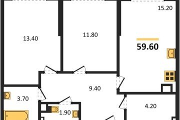 Фото №1: 2-комнатная квартира 59 м² - Краснодар, мкр. Догма Парк, 