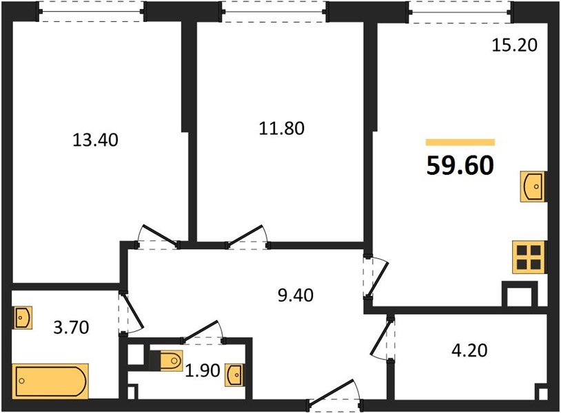 Фото №1: 2-комнатная квартира 59 м² - Краснодар, Прикубанский внутригородской округ, мкр. Догма Парк