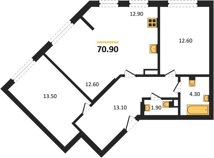 Фото №1: 2-комнатная квартира 71 м² - Краснодар, Догма Парк, мкр. Прикубанский внутригородской округ