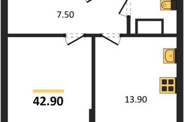 Фото №1: 1-комнатная квартира 42 м² - Краснодар, мкр. Прикубанский внутригородской округ, 