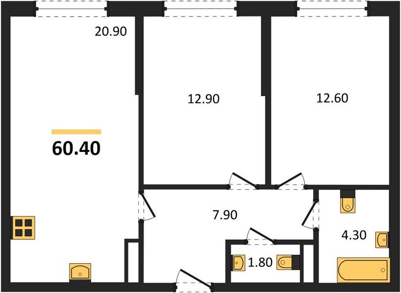 Фото №1: 2-комнатная квартира 60 м² - Краснодар, Догма Парк, мкр. Прикубанский внутригородской округ