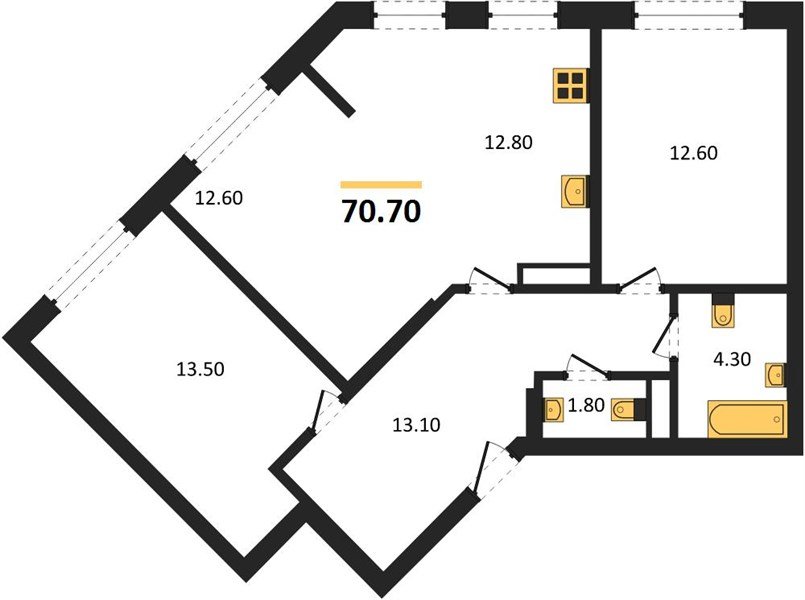 Фото №1: 2-комнатная квартира 70 м² - Краснодар, Догма Парк, мкр. Прикубанский внутригородской округ