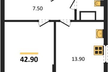 Фото №1: 1-комнатная квартира 42 м² - Краснодар, мкр. Догма Парк, 
