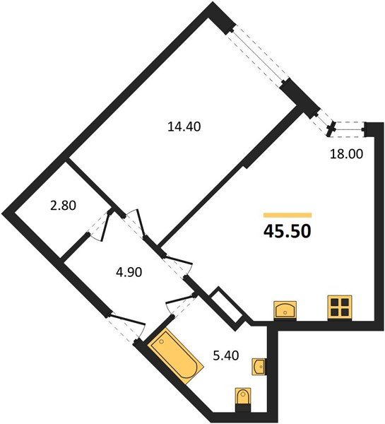 Фото №1: 1-комнатная квартира 45 м² - Краснодар, Прикубанский внутригородской округ, мкр. Догма Парк